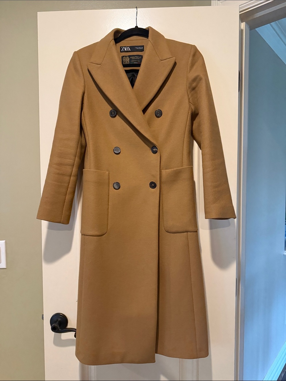 ZARA Long Camel Double-Breasted Trench Coat